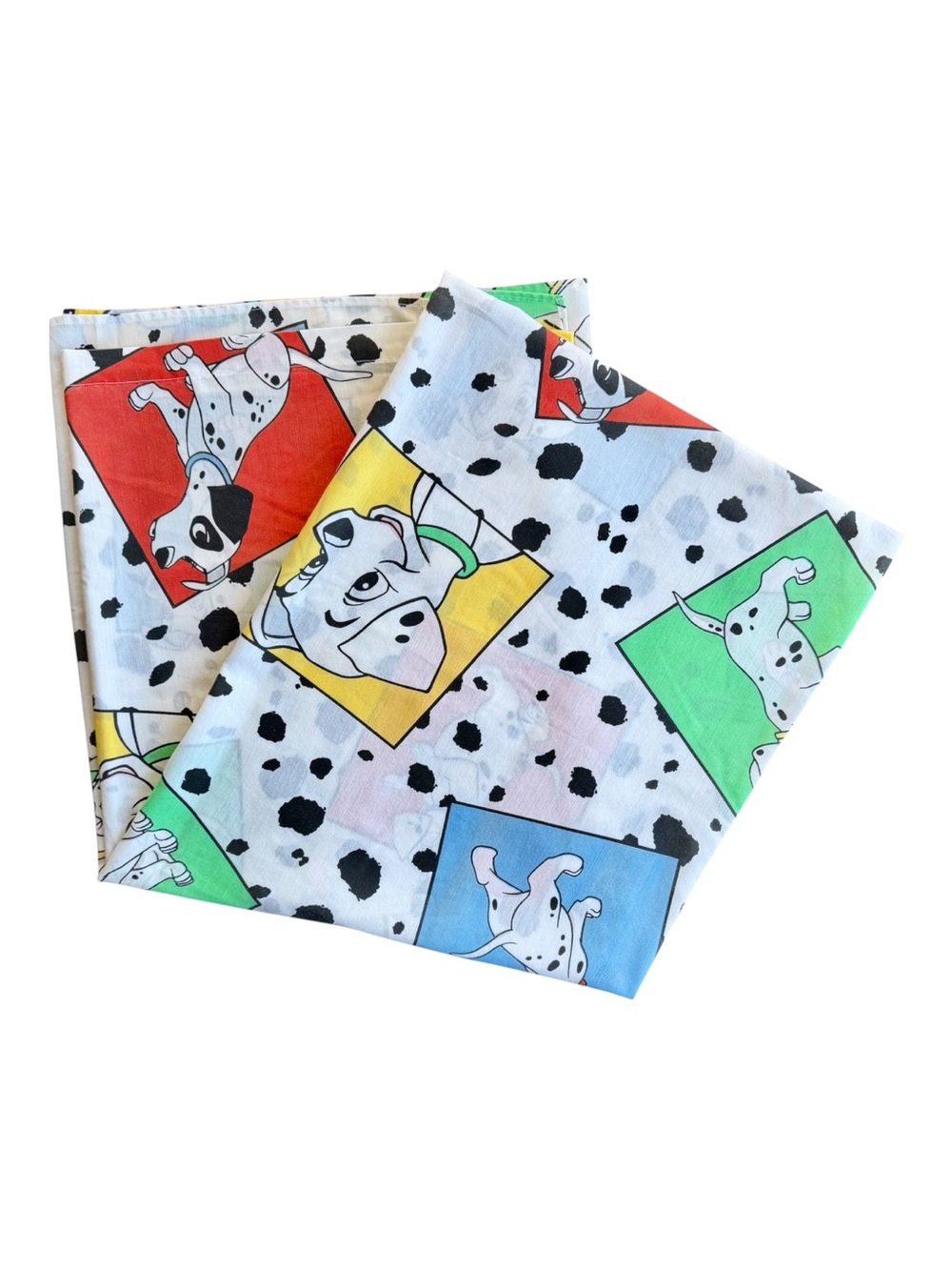 VTG '90s Disney 101 Dalmatians AOP Puppies Colorblock Flat Sheet Size: TWIN